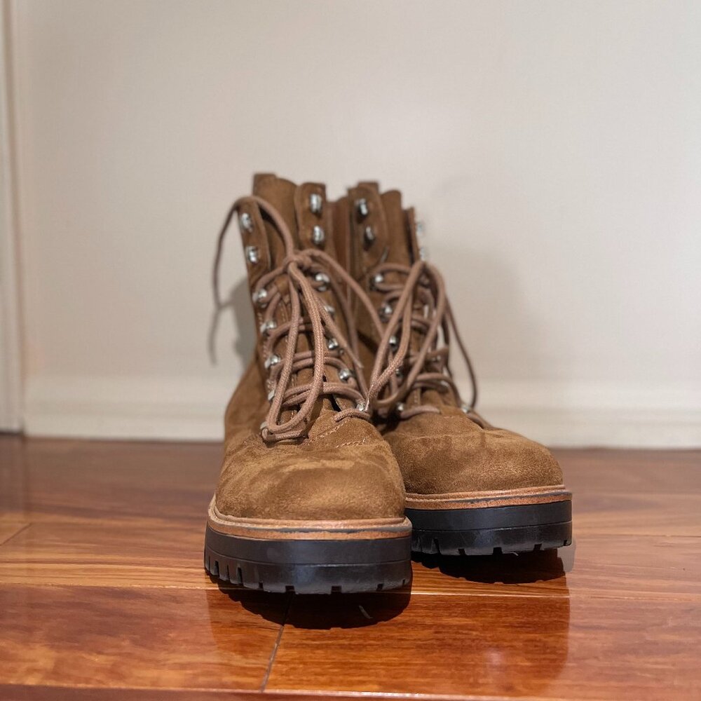 Nine West Suede Lace-Up Lug Sole Boots